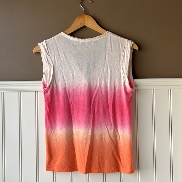 YOUNG FABULOUS AND BROKE White Pink Orange Tie Dye V Neck Top Size XS - Picture 9 of 10